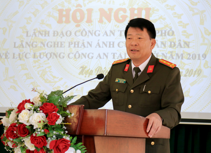Đại tá Đào Quang Trường- Phó Giám đốc CATP phát biểu tại hội nghị