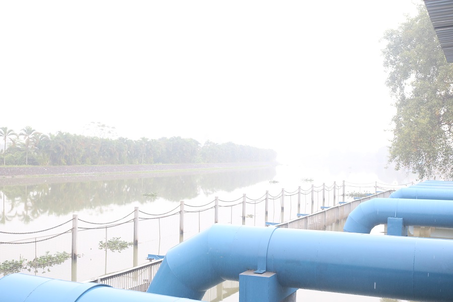 Nguồn nước sông Rế đang có nguy cơ ô nhiễm (ảnh chụp tại trạm bơm Quán Vĩnh- An Đồng, An Dương) 