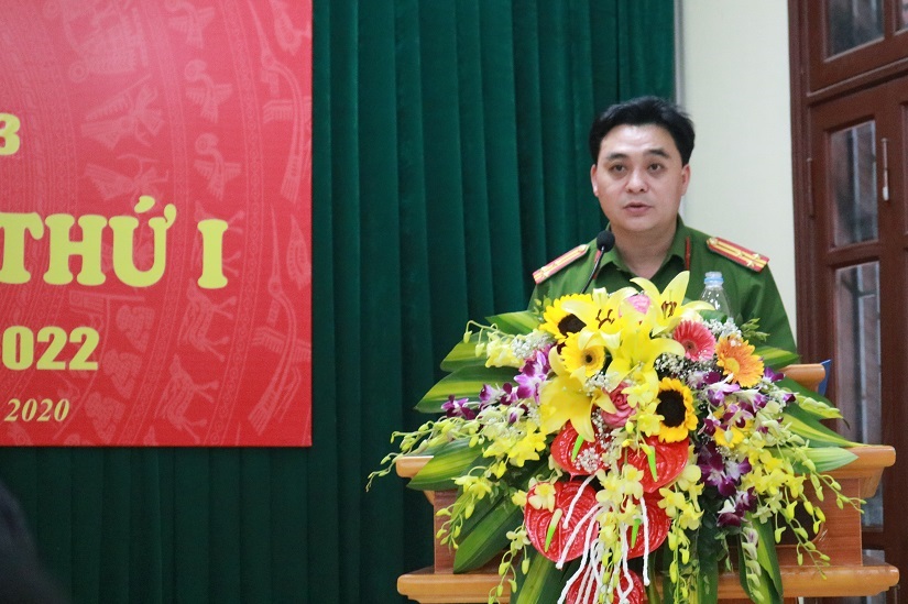 Thượng tá Trịnh Tuấn Anh – Trưởng Phòng PC06 báo cáo thành tích tại hội nghị