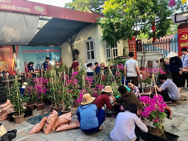 ĐVTN phường Thượng Lý tham gia Đăng ký nhận khuyến mãi tuyến đường hoa