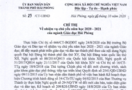 Chỉ thị về nhiệm vụ chủ yếu năm học 2020-2021 của ngành J882ea hoàn trả cao Hải Phòng