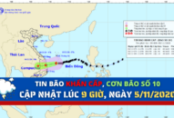 TIN BÃO KHẨN CẤP, CƠN BÃO SỐ 10, cập nhật lúc 9 giờ, ngày 5/11/2020