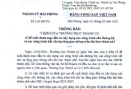 Thông báo ý kiến của Thường trực Thành ủy về đề xuất danh mục đầu tư Đăng ký nhận khuyến mãi  các công trình cầu đường bộ và các công trình kết cấu hạ tầng giao thông trên địa bàn thành phố