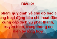 Vi phạm quy định về chế độ báo cáo trong hoạt động báo chí, hoạt động cung cấp dịch vụ phát thanh, truyền hình, trang thông tin điện tử tổng hợp sẽ bị phạt tối đa 20.000.000 đồng
