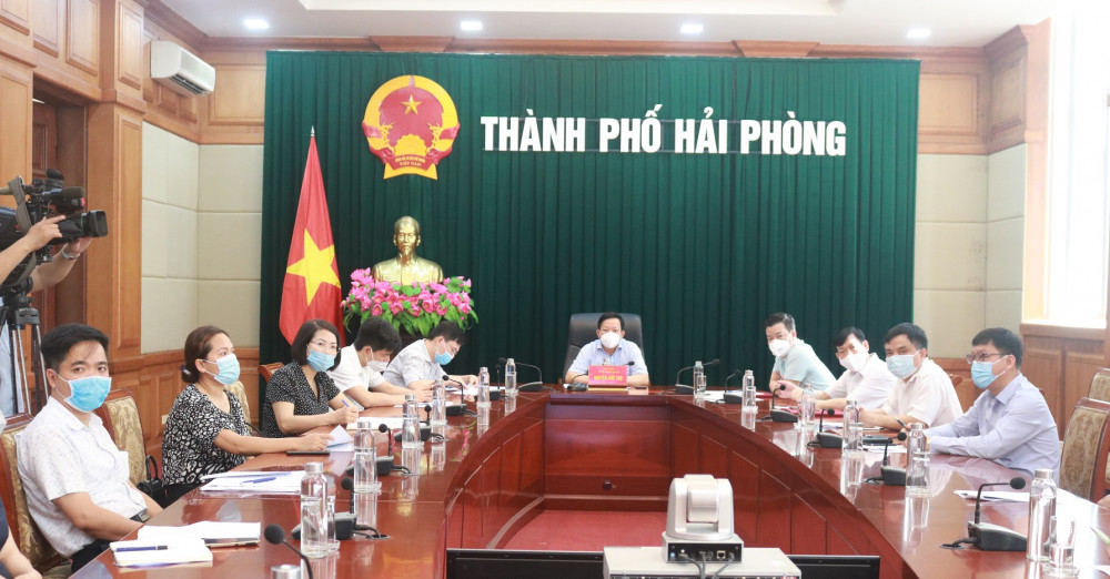 Quang cảnh hội nghị tại điểm cầu Hải Phòng