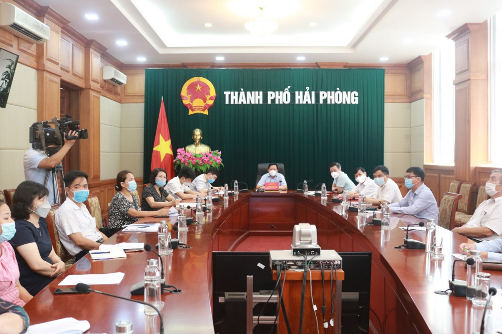 Quang cảnh hội nghị tại điểm cầu Hải Phòng