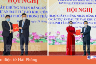 Ban Quản lý Khu Kinh tế Hải Phòng: Trao Giấy chứng nhận đăng ký đầu tư cho 5 dự án có tổng mức đầu tư 229 triệu USD