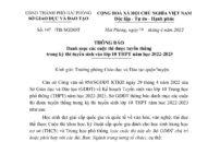 Thông báo về danh mục các Cuộc thi được tuyển thẳng trong Kỳ thi tuyển sinh vào Lớp 10 THPT, năm học 2022-2023 trên địa bàn thành phố