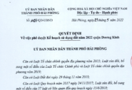 Kế hoạch sử dụng đất năm 2022 quận Dương Kinh