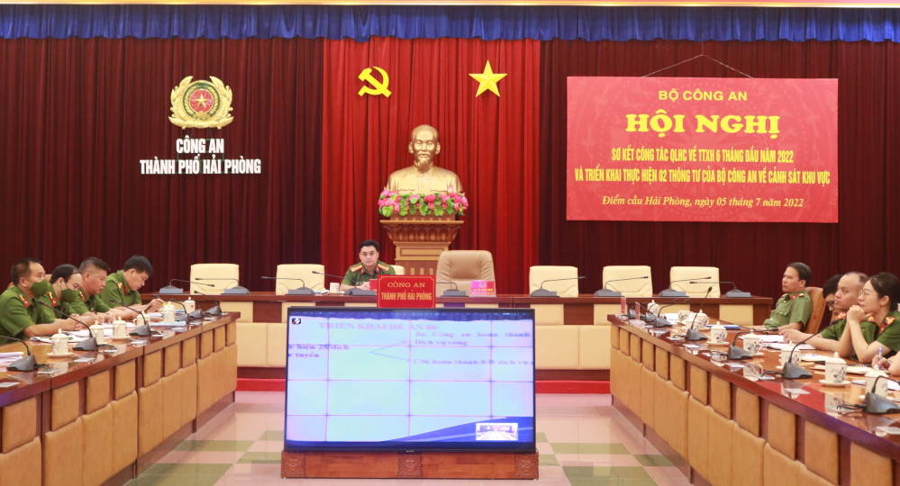 Quang cảnh hội nghị tại điểm cầu Hải Phòng