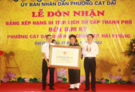 Lễ đón nhận bằng xếp hạng di tích lịch sử cấp thành phố đối với di tích đền Tam Kỳ (phường Cát Dài, quận Lê Chân)