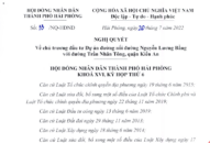 Nghị quyết số 33/NQ-HĐND về chủ trương đầu tư Dự án đường nối đường Nguyễn Lương Bằng với đường Trần Nhân Tông, quận Kiến An
