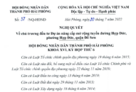 Nghị quyết số 37/NQ-HĐND về chủ trương đầu tư Dự án nâng cấp mở rộng tuyến đường Hợp Đức, phường Hợp Đức, quận Đồ Sơn