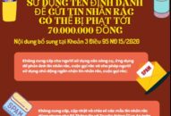 Sử dụng tên định danh để gửi tin nhắn rác có thể bị phạt tới 70 triệu đồng
