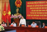 Đoàn khảo sát của Ban Chỉ đạo Trung ương Tổng kết Nghị quyết số 23-NQ/TW làm việc với Ban Thường vụ Thành ủy Hải Phòng