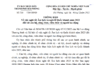Thông báo nghỉ tết Âm lịch và nghỉ lễ Quốc khánh năm 2023 đối với cán bộ, công chức, viên chức và người 88 com the gioi đỉnh cao trên địa bàn thành phố