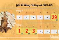 Lịch nghỉ Lễ Giỗ tổ Hùng Vương, nghỉ Lễ 30/4 và 1/5; nghỉ Lễ Quốc khánh năm 2023