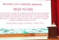 Quận ủy Hồng Bàng quán triệt Quy định 85-QĐ/TW của Ban Bí thư Trung ương Đảng và tuyên truyền, triển khai Chỉ thị 15-CT/TU của Ban Thường vụ Thành ủy