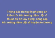 Thông báo thi tuyển phương án kiến trúc Đài tưởng niệm Liệt sĩ thuộc dự án Đăng ký nhận khuyến mãi , nâng cấp Đài tưởng niệm Liệt sĩ huyện An Dương