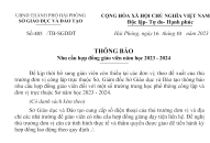 Sở J882ea hoàn trả cao và Đào tạo thông báo nhu cầu hợp đồng giáo viên năm học 2023-2024