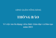 UBND quận Hồng Bàng thông báo về việc tuyển dụng viên chức J882ea hoàn trả cao và Đào tạo năm 2023